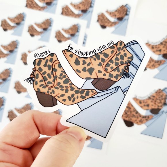 LB069 Animal Print Ankle Booties Poshmark Sticker Sheets [Price Firm] - Picture 1 of 5